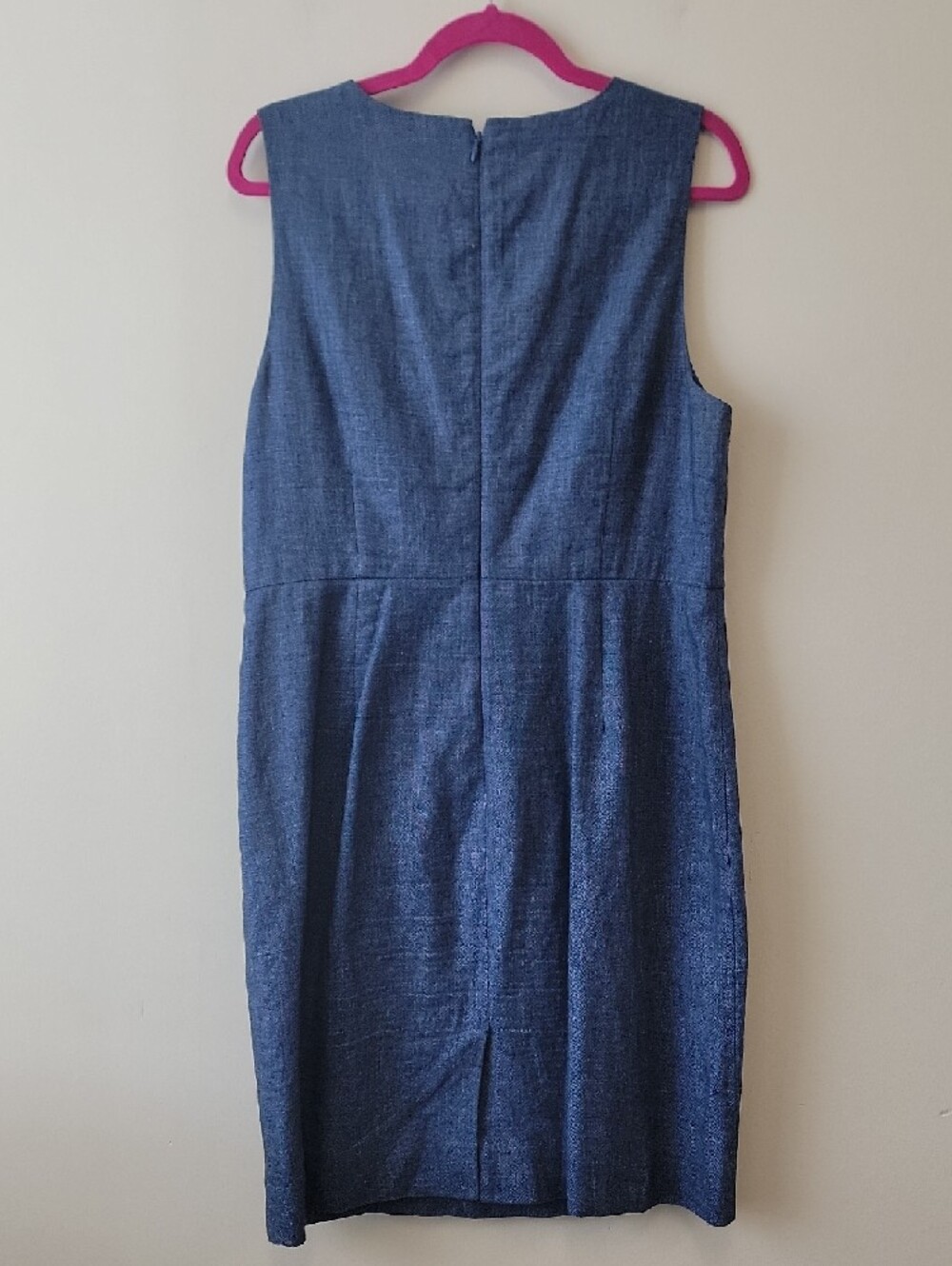 J. Crew Blue Linen Blend Sleeveless Midi Dress Front Knot Detail Coastal Boho - Picture 6 of 15